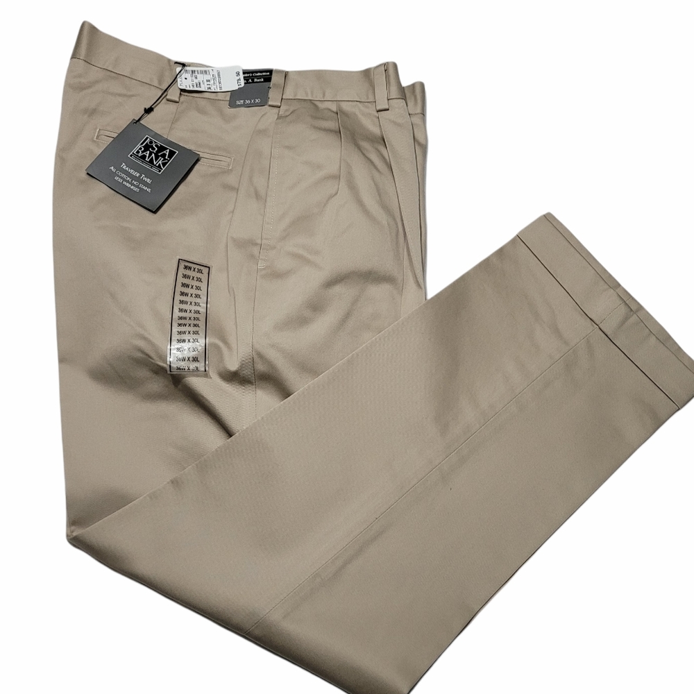 Men's Jos.A.Bank Traveler Twill Pleat Front Pants Sz 36/30 NWT